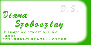 diana szoboszlay business card